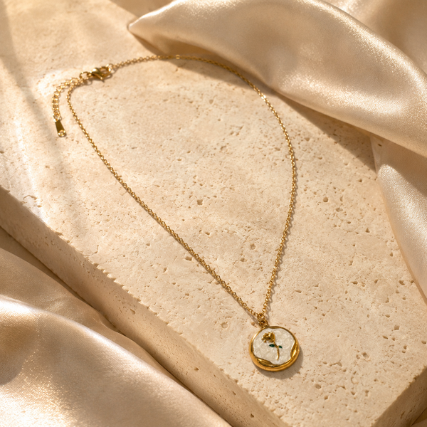 Sanyian Rose Noir Pendant Necklace