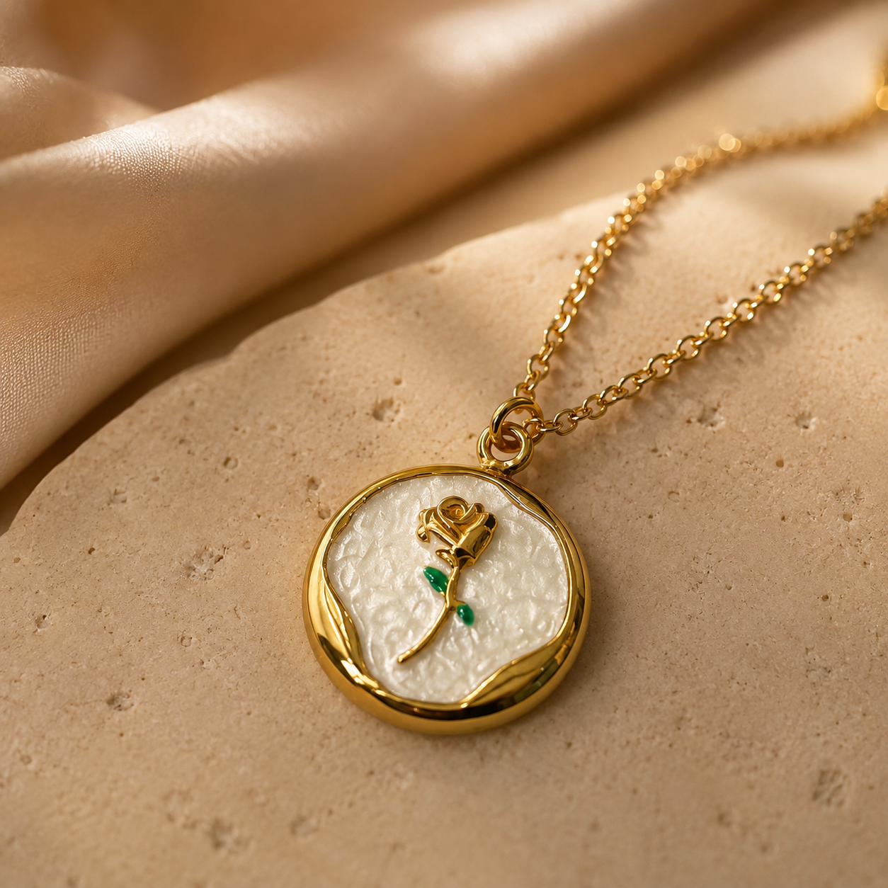 Sanyian Rose Noir Pendant Necklace