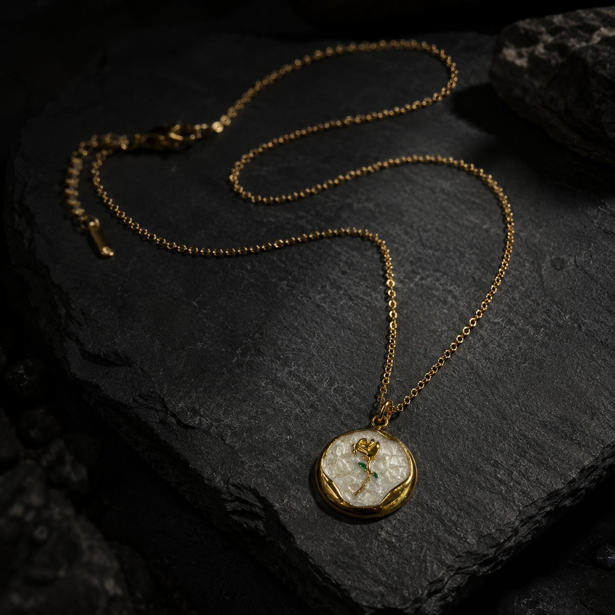 Sanyian Rose Noir Pendant Necklace